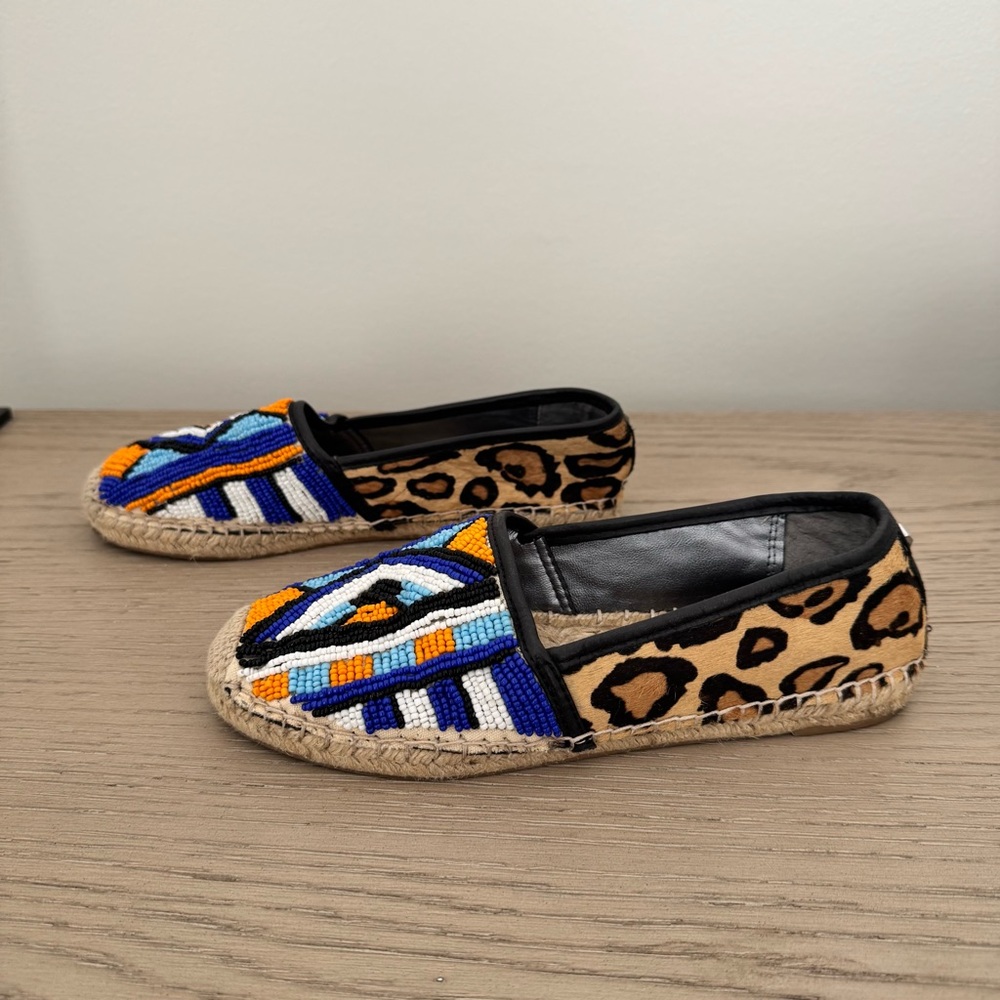 Sam Edelman Lida Leopard Print Beaded Espadrilles